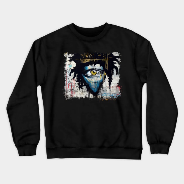 All Seeing Eye Basuiat Street Art Style Crewneck Sweatshirt by TeeTrendz